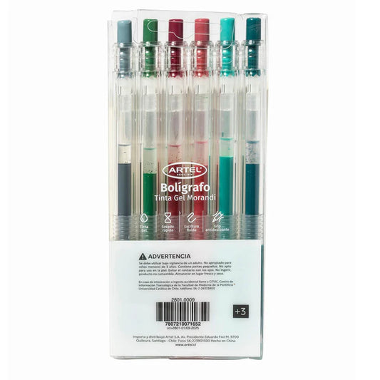 Estuche Bolígrafo Gel Artel 0,7 Mm Morandi 6 Unidades
