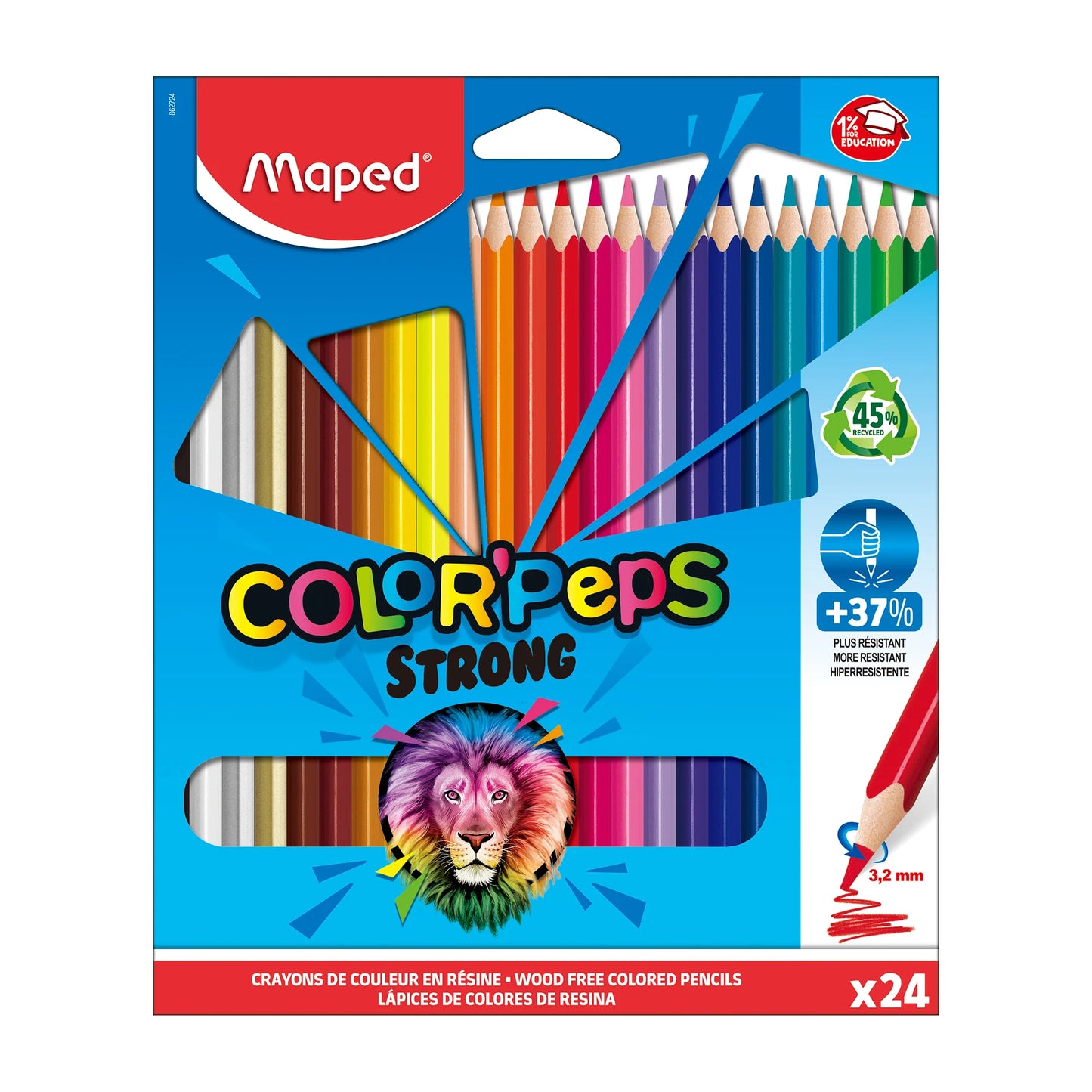 LAPICES DE COLORES INTENSOS 24 UNID MAPED