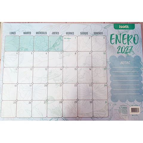 Calendario de Escritorio Mensual 2027
