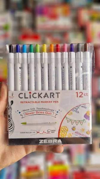 Plumones Retráctiles Clickart Zebra 12 unidades