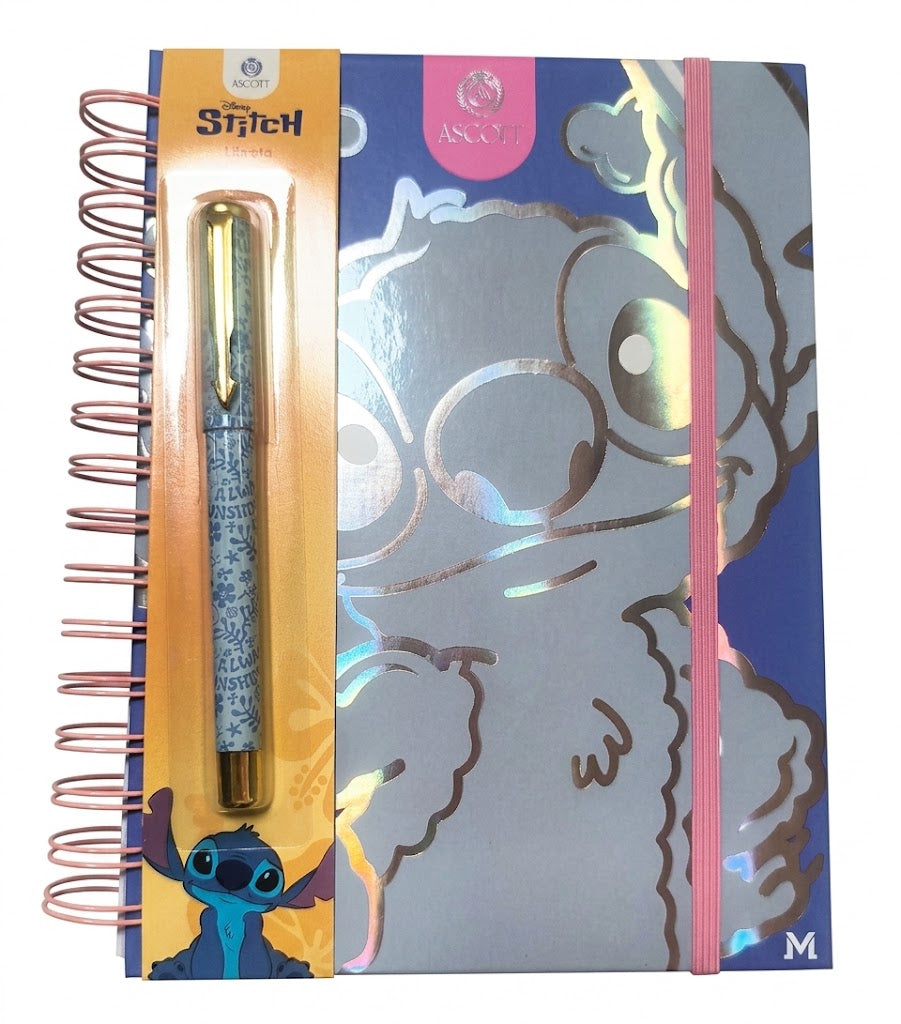 Libreta Disney Stitch con Stickers + Bolígrafo Tinta Negra