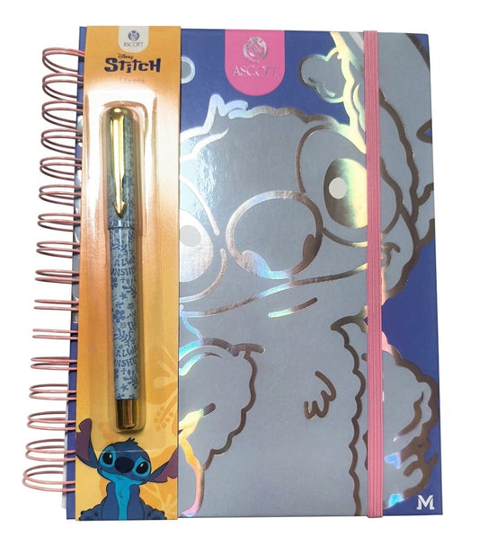 Libreta Disney Stitch con Stickers + Bolígrafo Tinta Negra