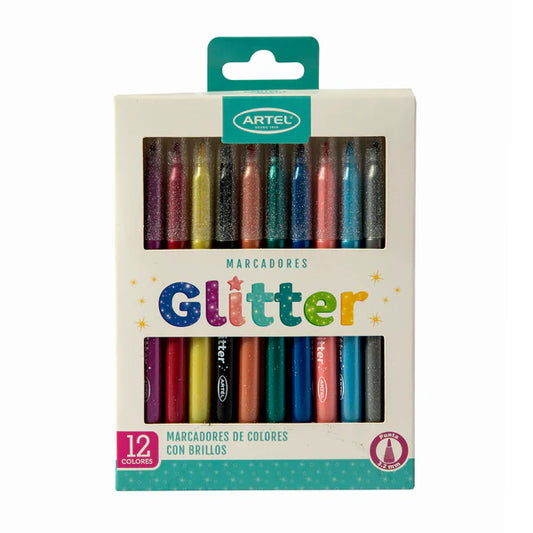 Estuche Marcadores Artel Glitter 12 Colores artel