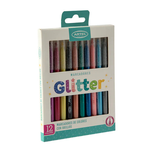 Estuche Marcadores Artel Glitter 12 Colores artel