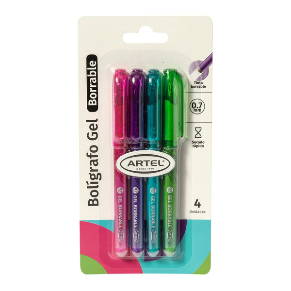 boligrafos gel borrables 4 unid artel