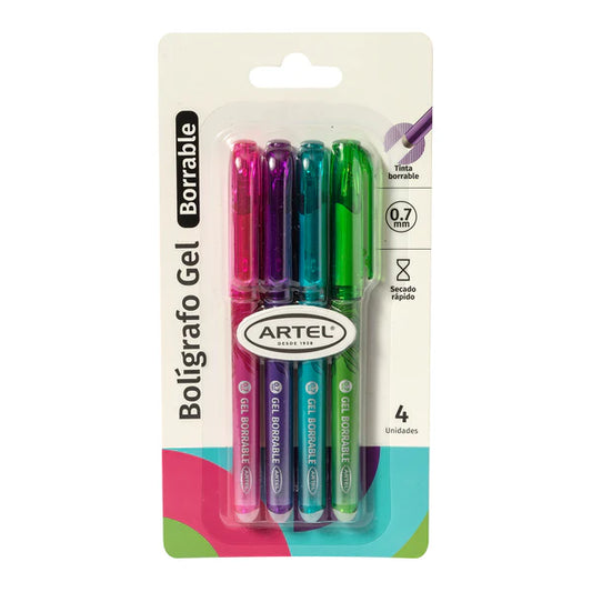 boligrafos gel borrables 4 unid artel