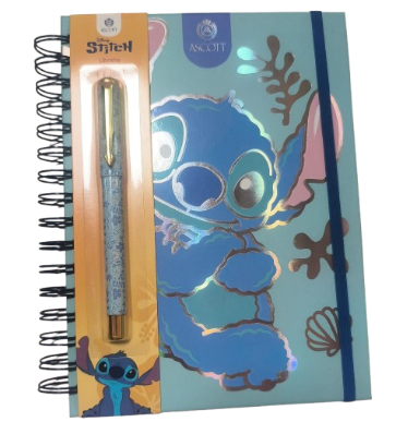 Libreta Disney Stitch con Stickers + Bolígrafo Tinta Negra