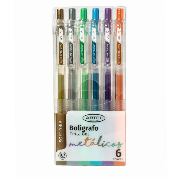 Estuche Bolígrafo Gel Artel 0,5 Mm Metálicos 6 Unidades