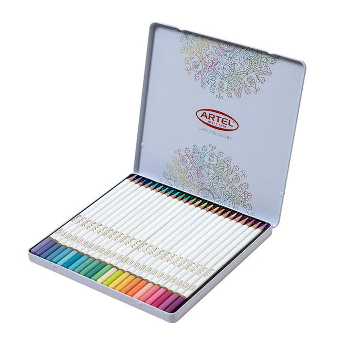 Estuche Metálico 24 lápices colores pasteles ARTEL