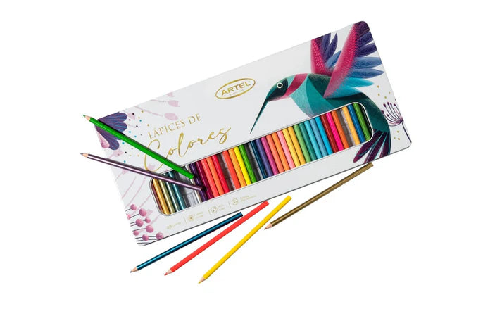 Estuche Metálico 48 lápices colores Artel