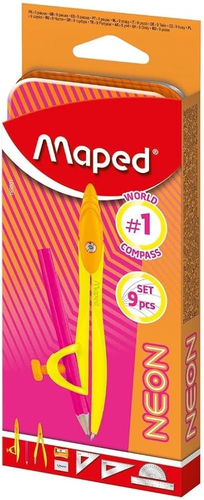 set geometrico neon maped caja metalica
