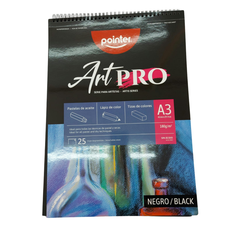 croquera pointer A3 180gr hojas negras
