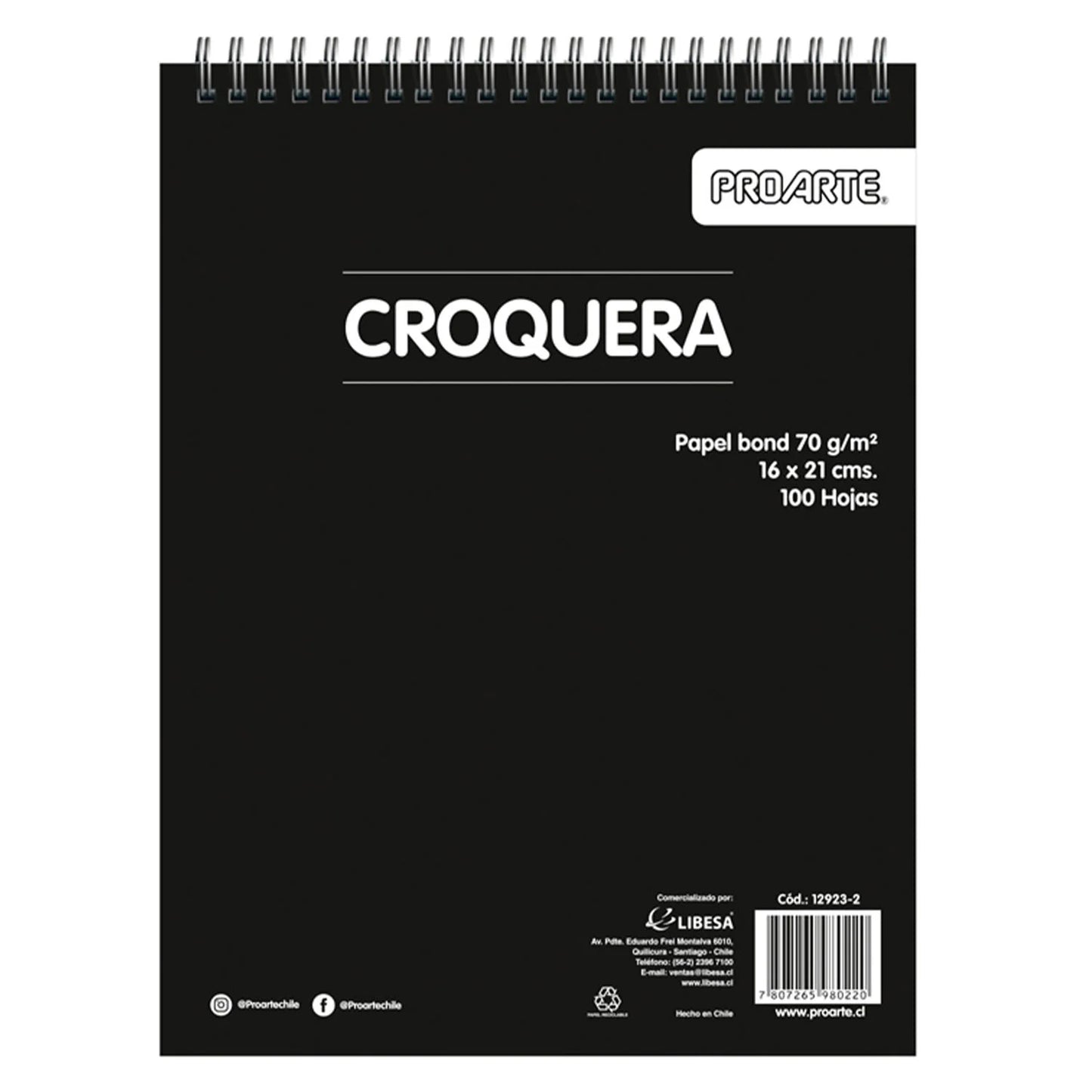 croquera proarte  16x21cm 100 hojas