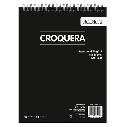 croquera proarte  16x21cm 100 hojas