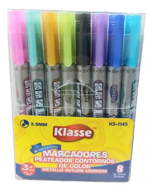 Marcadores Plateados Contornos De Color Klasse X8 Und