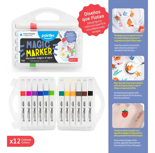 Estuche Marcador Magico 12 Colores Pointer