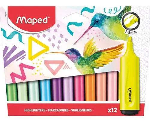 Set Marcadores Destacadores Maped 12 Unidades