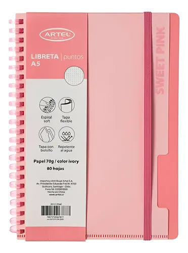 LIBRETA PUNTOS ARTEL A5  ESPIRAL SOFT TAPA FLEXIBLE