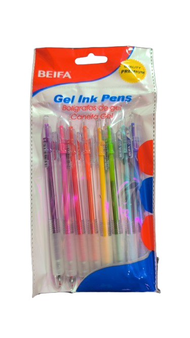 Bolígrafos en Gel Pack 8 Colores Variados 0.5 mm Beifa