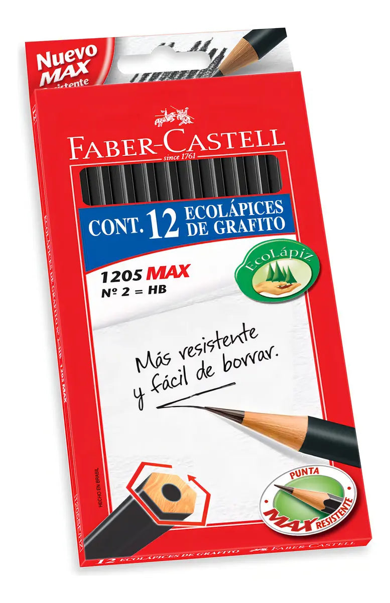 LAPICES GRAFITO FABER-CASTELL 12 UNID  HEXAGONALES