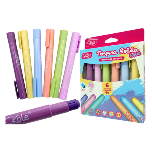 TEMPERA SOLIDA 6 COLORES PASTELES