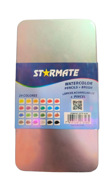 Lápices 24 Colores Acuarelables En Caja Metálica Starmate