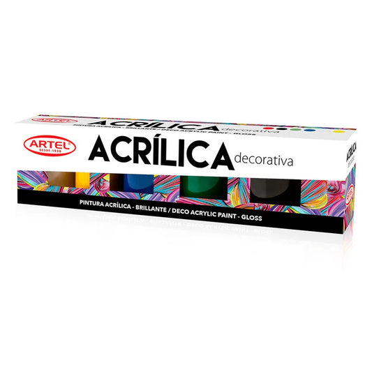 Estuche Pintura Acrílica Decorativa 6 Colores 15Ml. Artel
