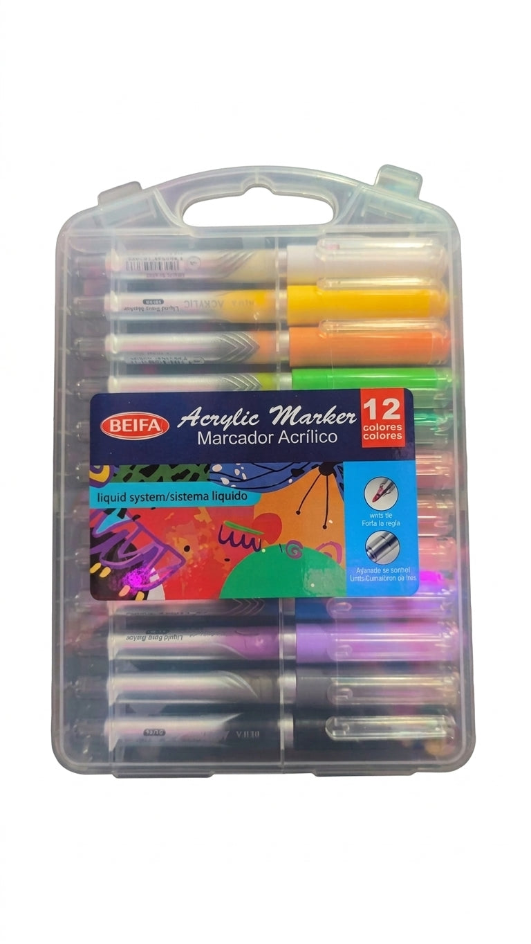 Set de 12 Marcadores Acrílicos Beifa