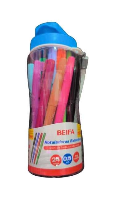 Set de Tiralíneas 0.5mm Suaves 24 Colores + Botella Beifa