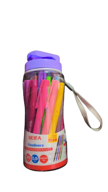 Set de Tiralíneas 0.5mm Suaves 24 Colores + Botella Beifa