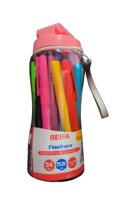 Set de Tiralíneas 0.5mm Suaves 24 Colores + Botella Beifa