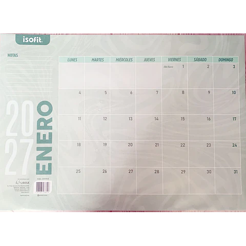 Calendario de Escritorio Mensual 2027