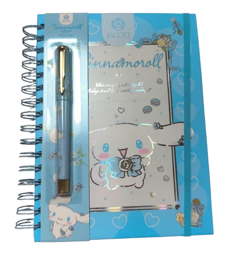 Libreta Cinnamoroll con Stickers + Bolígrafo Tinta Negra Ascott