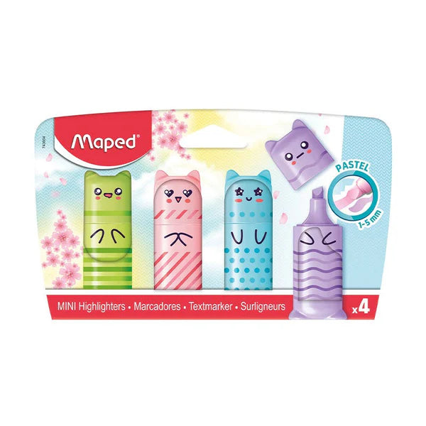 Destacadores Mini Pastel Maped Pocket 4 Colores