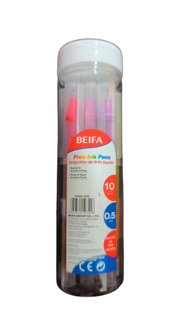 Bolígrafos Tinta Líquida 0.5 mm 10 Colores Variados Beifa