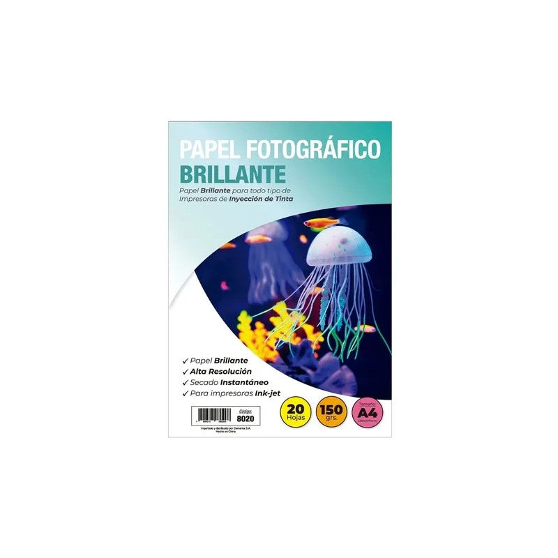 papel fotografico brillante 20 hojas 150gr A4