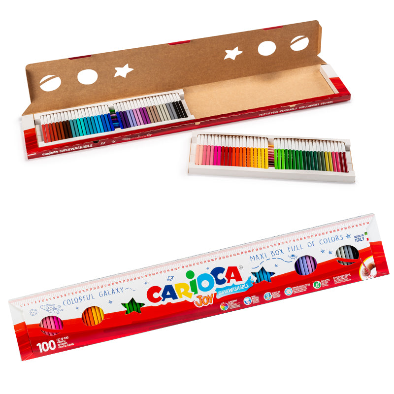 Plumones Carioca Joy 100 Colores – Mega Caja de 1 Metro Súper Lavables
